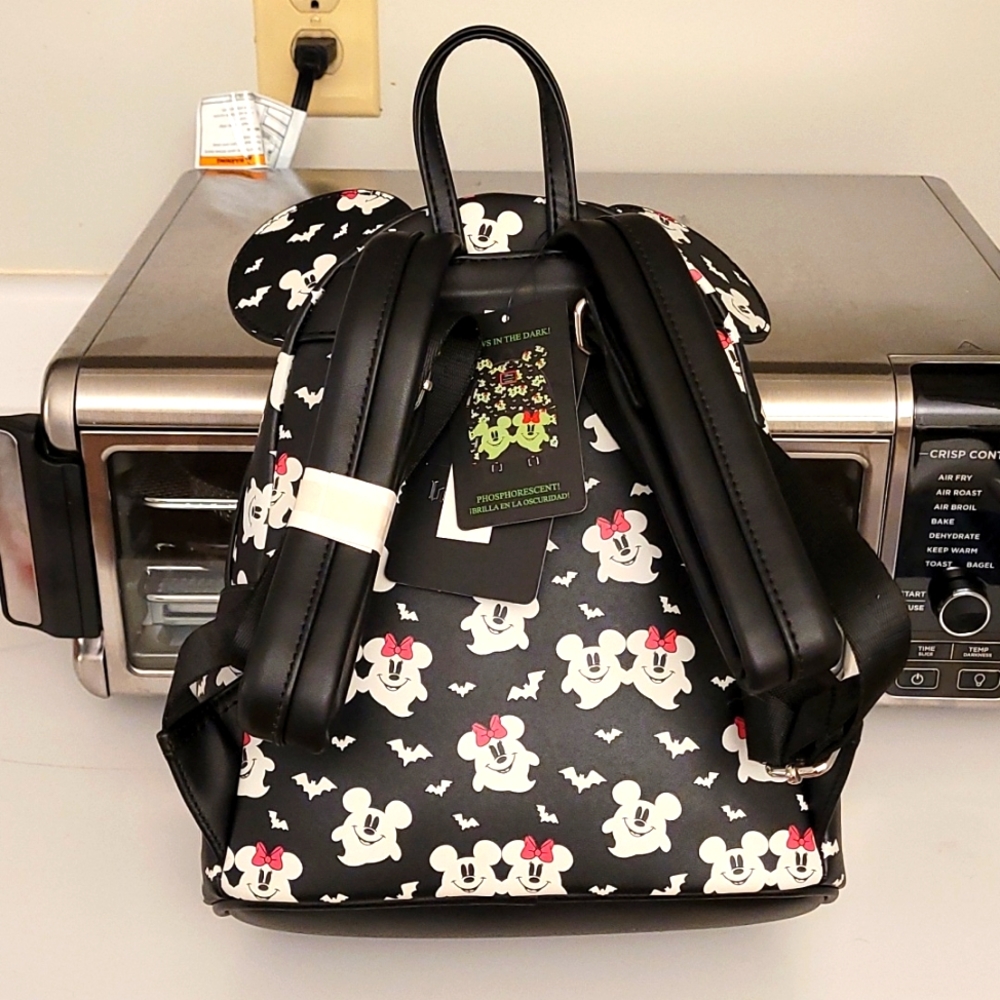 🎉HPx7🎉 Loungefly Mickey+Minnie Mouse Ghostly GID Mini Backpack - Picture 3 of 4